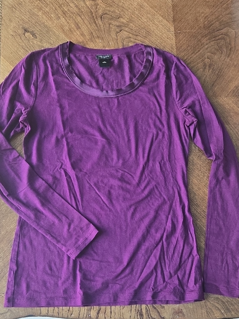 Ann Taylor Purple Long Sleeve Scoop Neck Tee